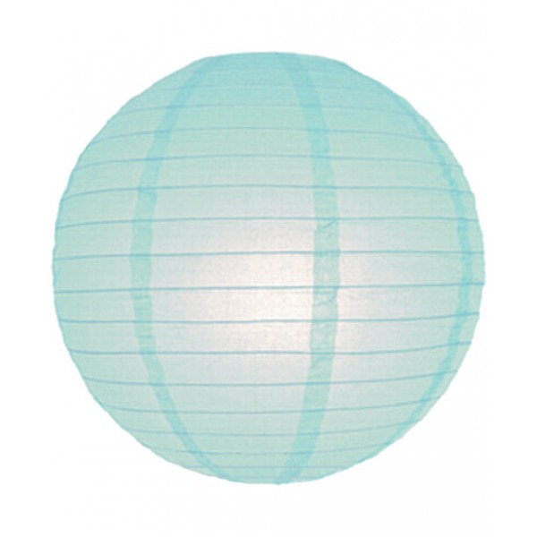 16" Paper Lanterns Round 'Arctic Blue' - Regular Ribbed Wire 
